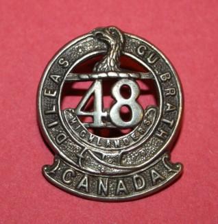 WW1 15th Battalion (48th Highlanders of Canada) Officer Collar Badge in Silver