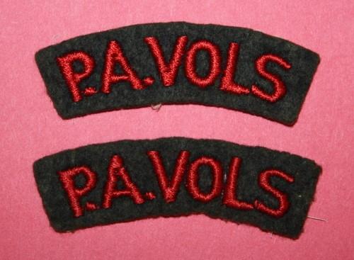 WW2 Prince Albert Volunteers Shoulder Flash Pair