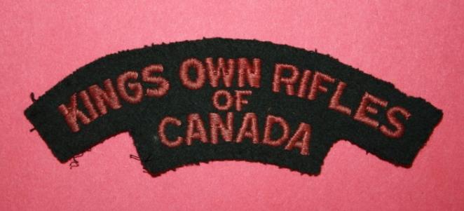 WW2 King's Own Rifles of Canada Shoulder Title