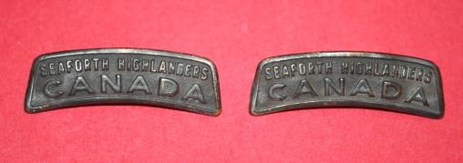 72 Battalion Seaforth Highlanders of Canada  Shoulder Titles - Matching Pair OB ALLAN