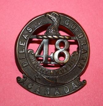 15 Battalion (48 Highlanders of Canada) Cap Badge - Large 48 numeral type