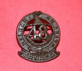 15 Battalion (48 Highlanders of Canada) Right Collar - Chocolate Brown finish on copper