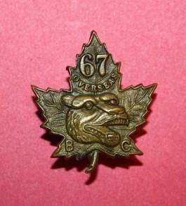 67 Battalion Western Scots Right Collar Badge