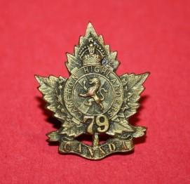 WW1 79 Cameron Highlanders of Canada Draft -  Collar Badge