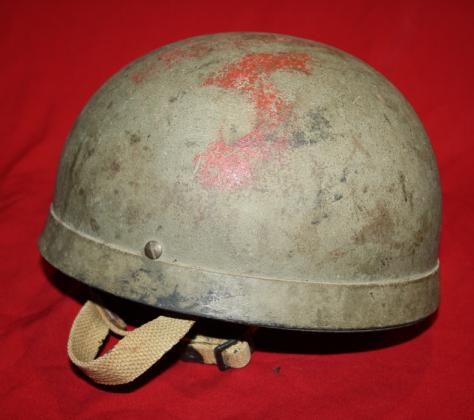 1942 British Mk I Airborne Helmet with Fibre Rim - Australian chinstrap conversion