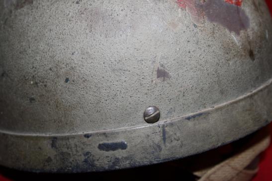 1942 British Mk I Airborne Helmet with Fibre Rim - Australian chinstrap conversion