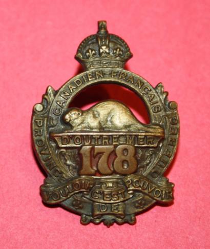 178 Battalion (Canadien-Francais) Cap Badge