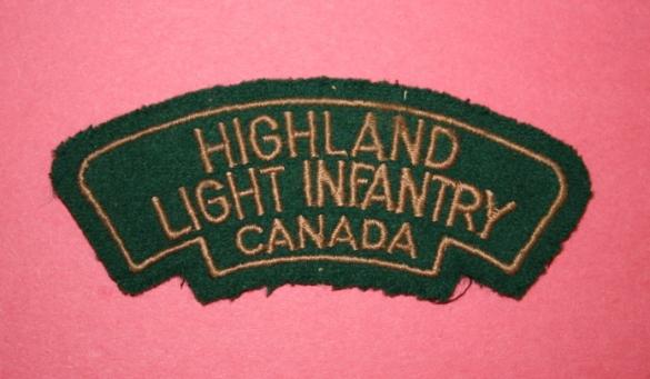 WW2 Highland Light Infantry of Canada Shoulder Title