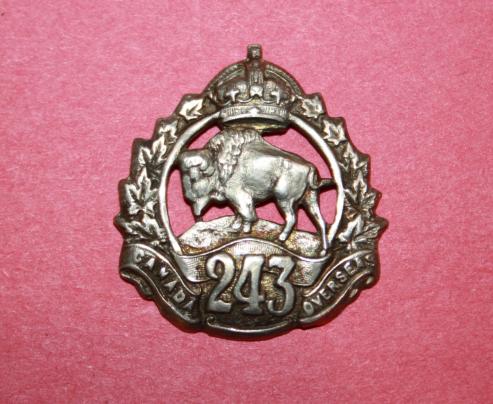 WW1 243rd Battalion Officer Sterling Collar Badge