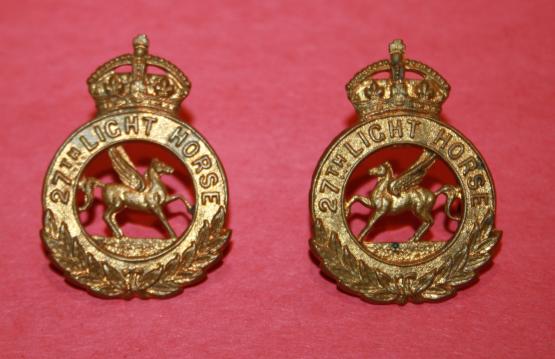 27th Saskatchewan Light Horse Collar Badge pair