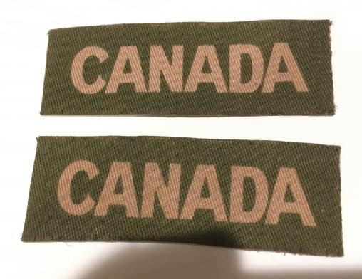 WW2 CANADA shoulder title pair in canvas