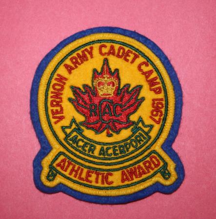1967 RCAC Vernon Cadet Camp Athletic Award Patch