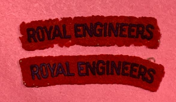 Royal Engineers Cloth Shoulder Title pair