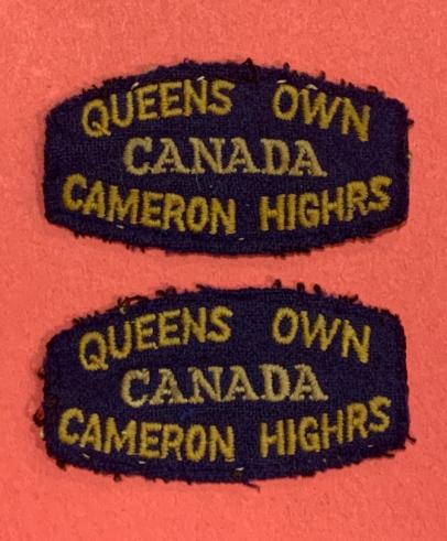 Queen's Own Cameron Highlanders of Canada Cloth Shoulder Pair