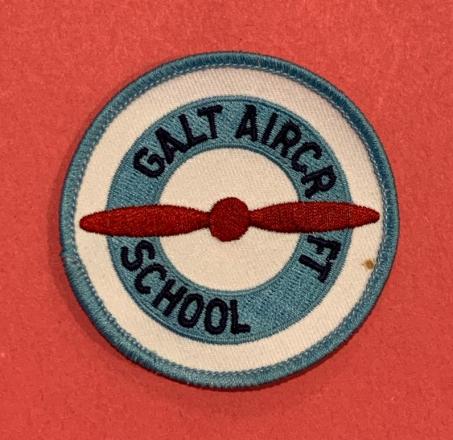WW2 Galt Aircraft School Embroidered Cap Badge - Mint